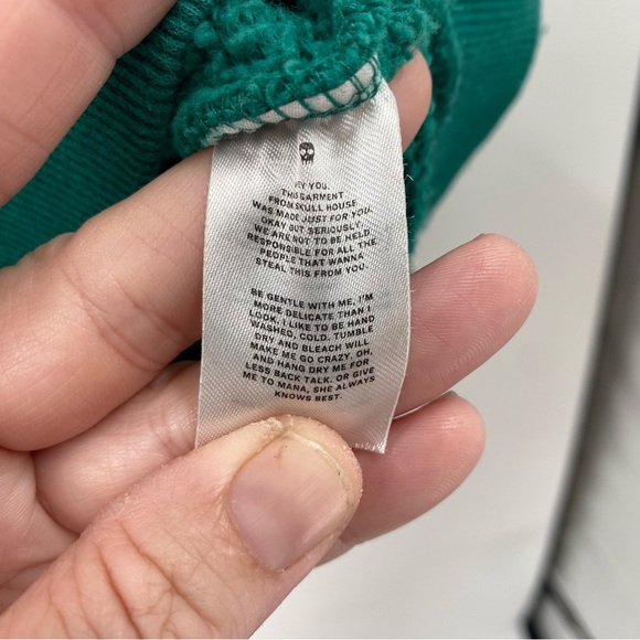 Skullhouse Green SHADY Crewneck Pullover Sweatshirt Medium/Large - Picture 5 of 6